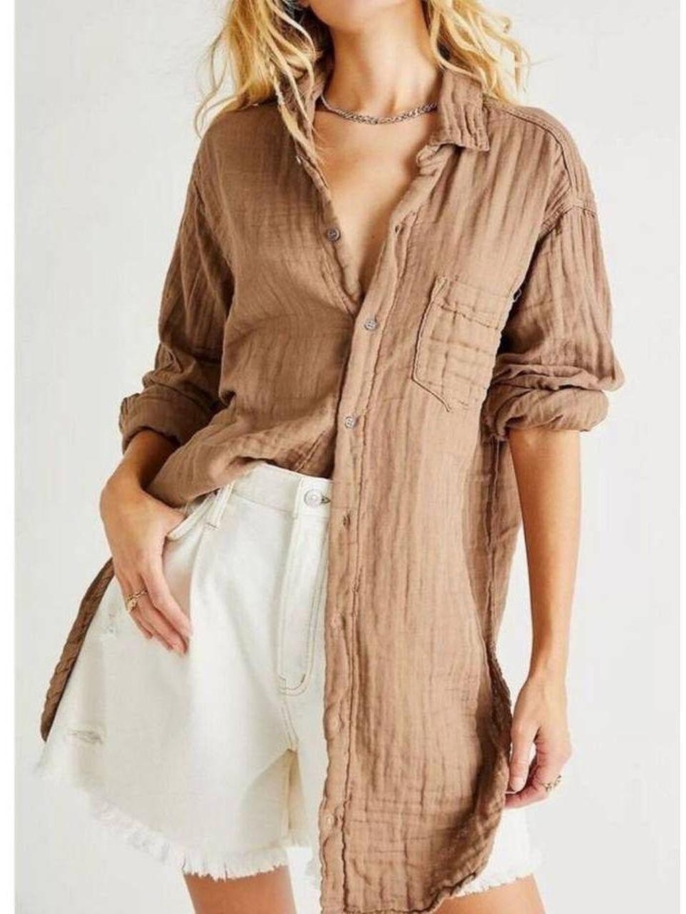 Free People CP Shades Marella Double Cloth Buttondown Shirt